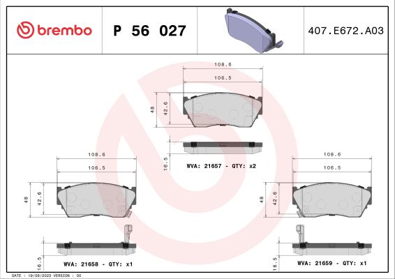 A.B.S. P 56 027 BREMBO Bremsbelagsatz, Scheibenbremse